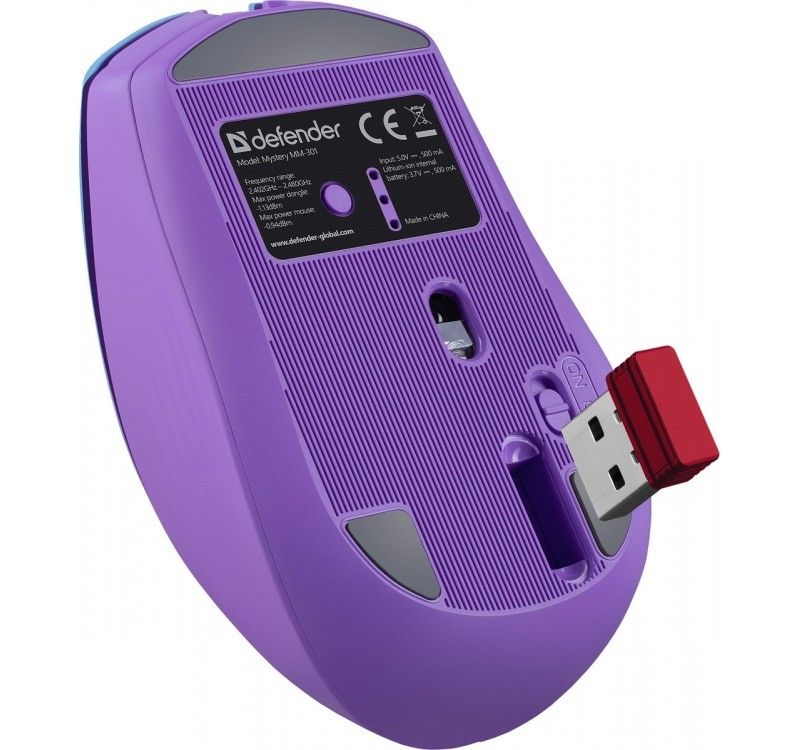 Defender Mystery MM-301 Wireless Bluetooth Mouse Purple - Image 3
