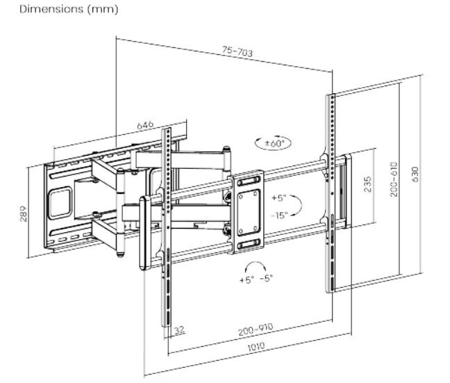 Gembird WM-120ST-01 Full-motion TV wall mount 60"-120" - Image 6