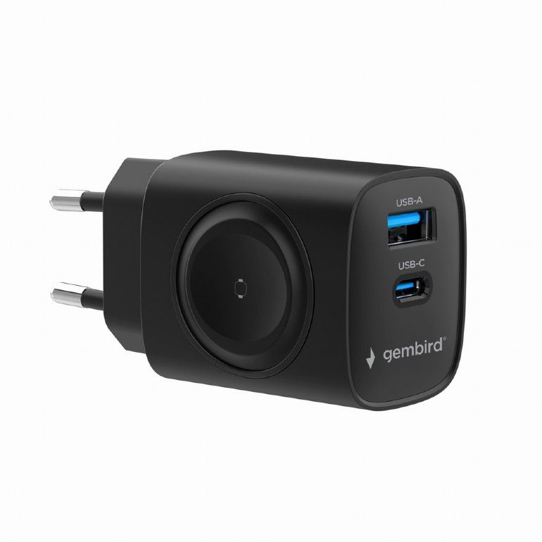 Gembird 2-in-1 20W Apple Watch + phone fast charger Black