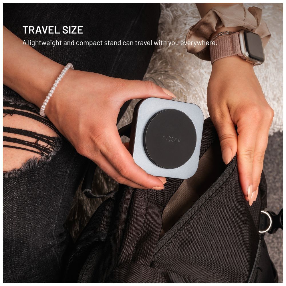 FIXED MagFlex vezeték nélküli töltő, 3 eszköz egyidejű töltése, MagSafe támogatás, szürke - Image 10