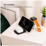 FIXED MagFlex vezeték nélküli töltő, 3 eszköz egyidejű töltése, MagSafe támogatás, szürke - Image 8