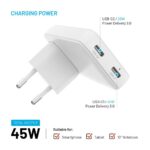 FIXED Slim Traveller 2xUSB-C utazási töltő világadapter GaN 45W, fehér - Image 3