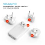 FIXED Slim Traveller 2xUSB-C utazási töltő világadapter GaN 45W, fehér - Image 4