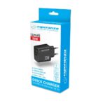 Esperanza Quich Power Charger 20W USB-C PD 20W / USB-A QC 3.0 18W Black - Image 3