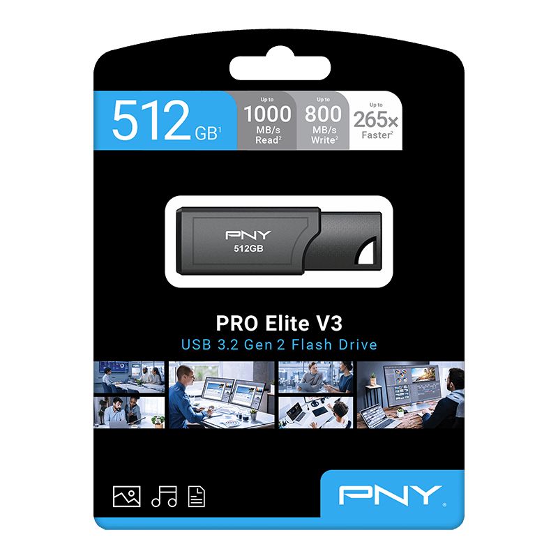 PNY 512GB PRO Elite V3 Gen 2 Flash Drive USB3.2 Black - Image 6
