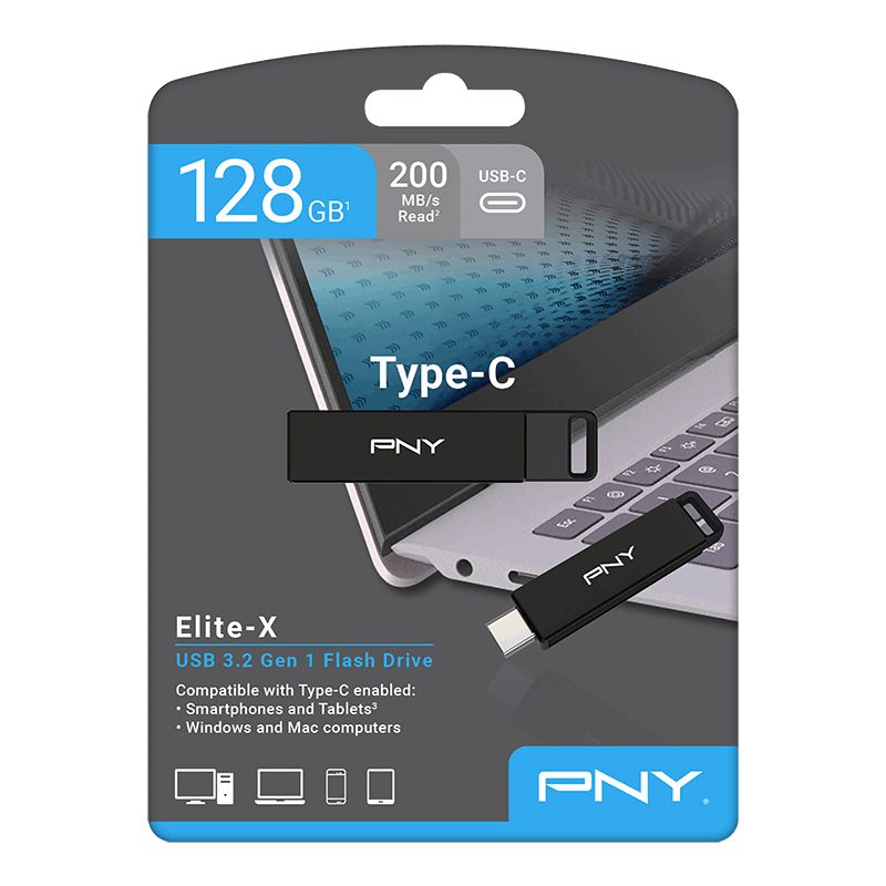 PNY 128GB Elite-X Type-C USB 3.2 Gen 1 Flash Drive Black - Image 5