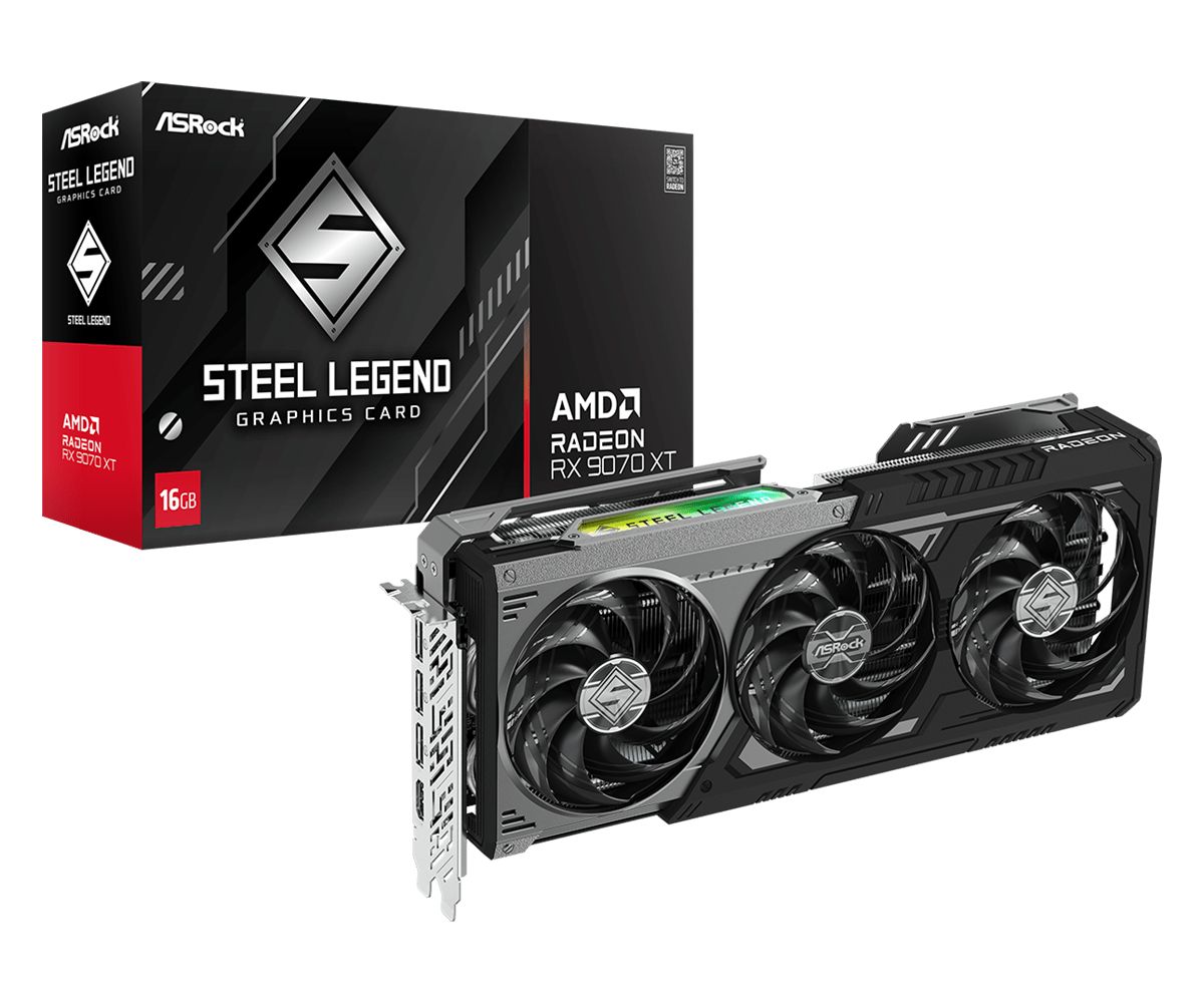 ASRock Radeon RX9070 XT Steel Legend Dark 16GB - Image 1