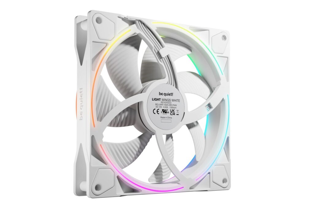 Be Quiet! Cooler 14cm - LIGHT WINGS 140mm PWM Reverse White (RGB, 1300rpm, 25,5dB, fehér) - Image 5