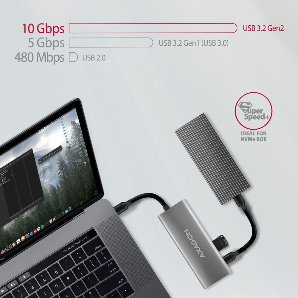 AXAGON HMC-5G21 USB-C 10Gbps SPEEDSTER 5in1 hub - Image 4