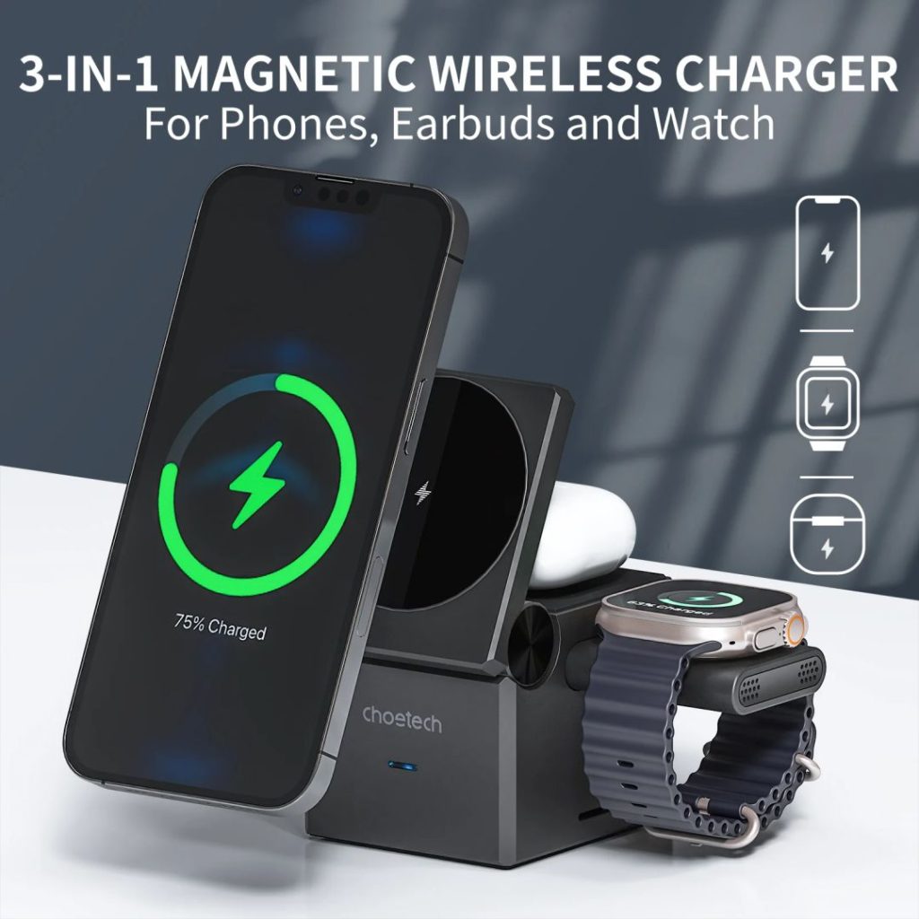 choetech-t632-f-4in1-magnetic-wireless-charger-black_4.jpg Choetech  T632-F 4in1 Magnetic Wireless Charger Black - Image 4