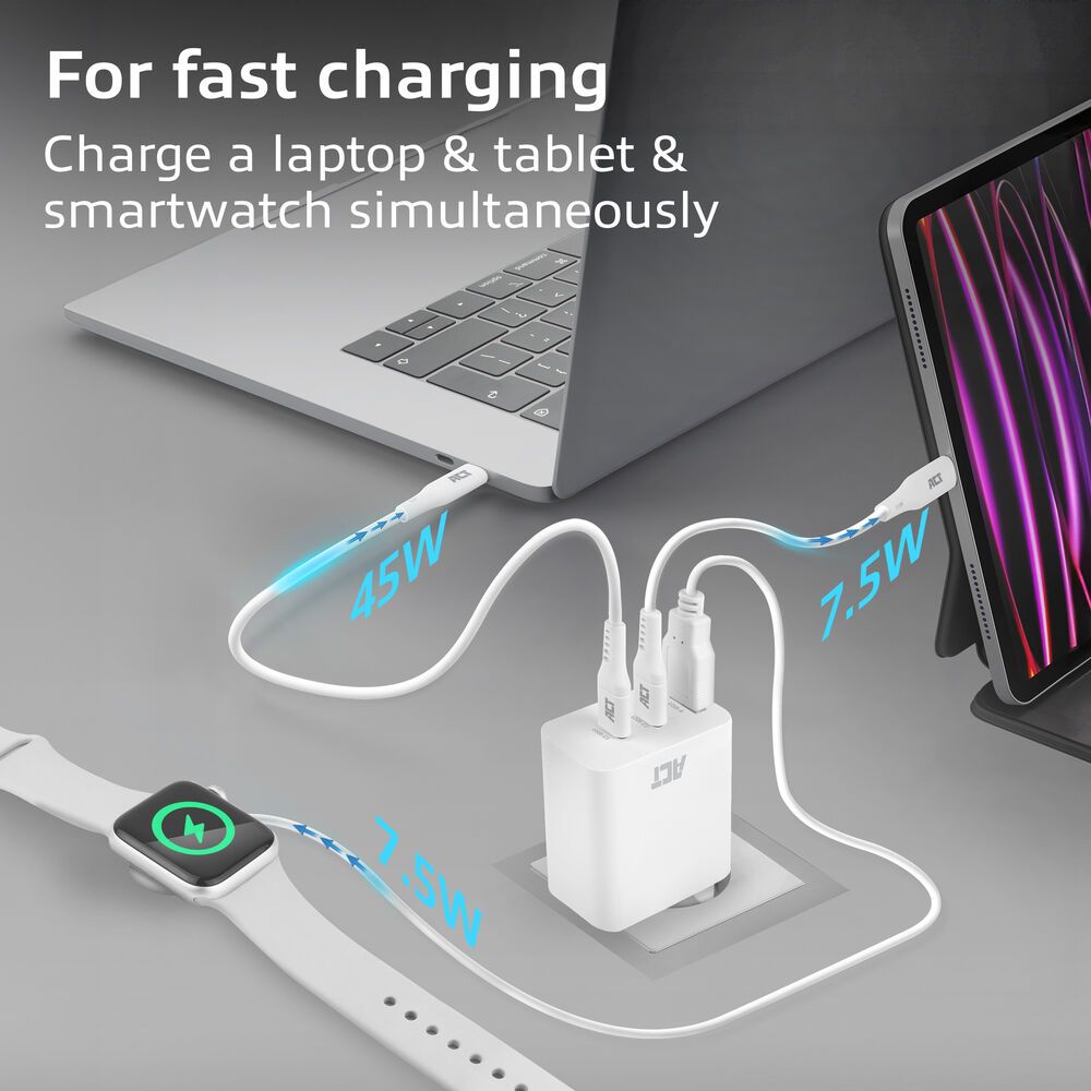 act-act-usb-c-usb-a-charger-65w-3-port-with-power-delivery-pps-quickcharge-and-ganfast_3.jpg ACT ACT USB-C/USB-A Charger 65W 3-port with Power Delivery PPS, QuickCharge and GanFast - Image 3