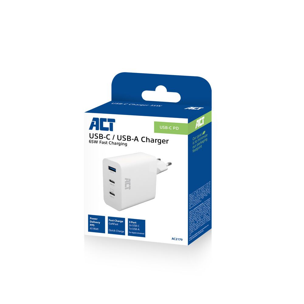 act-act-usb-c-usb-a-charger-65w-3-port-with-power-delivery-pps-quickcharge-and-ganfast_6.jpg ACT ACT USB-C/USB-A Charger 65W 3-port with Power Delivery PPS, QuickCharge and GanFast - Image 6