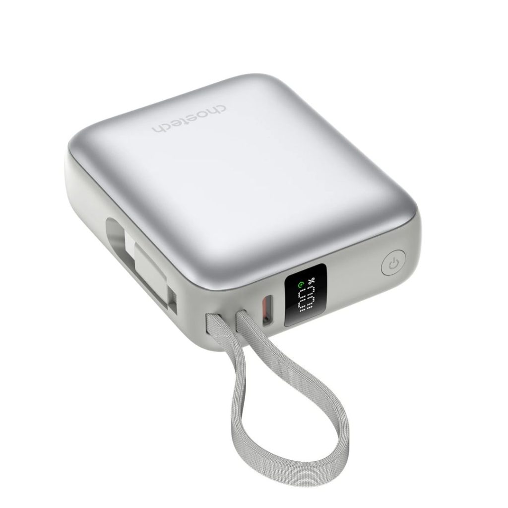 choetech-b832-mini-35w-10000mah-powerbank-with-usb-c-cable-silver_1.jpg Choetech  B832 Mini 35W 10000mAh PowerBank with USB-C Cable Silver - Image 1