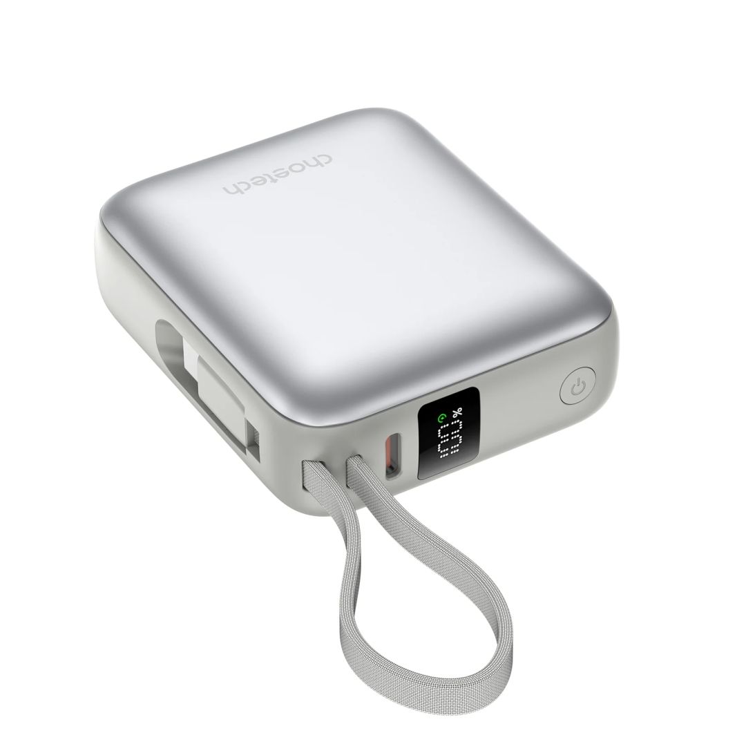 choetech-b832-mini-35w-10000mah-powerbank-with-usb-c-cable-silver_1.jpg Choetech  B832 Mini 35W 10000mAh PowerBank with USB-C Cable Silver - Image 1