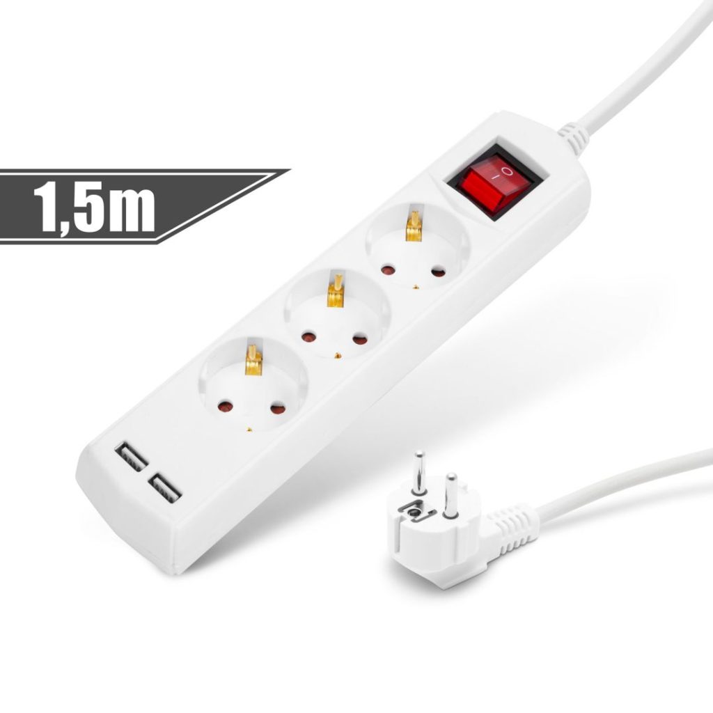 Delight Hálózati Elosztó Kapcsolóval 3DIN 1,5m White - Image 1