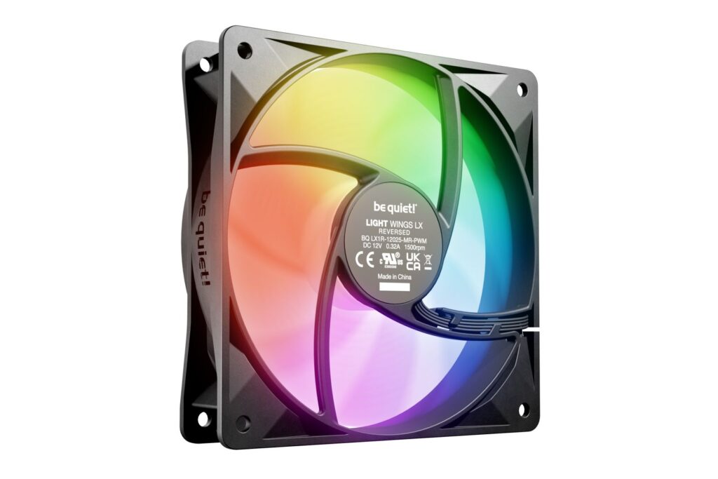 Be Quiet! Cooler 12cm - LIGHT WINGS LX 120mm PWM Reverse Black (RGB, 1500rpm, 28,5dB, fekete) - Image 3