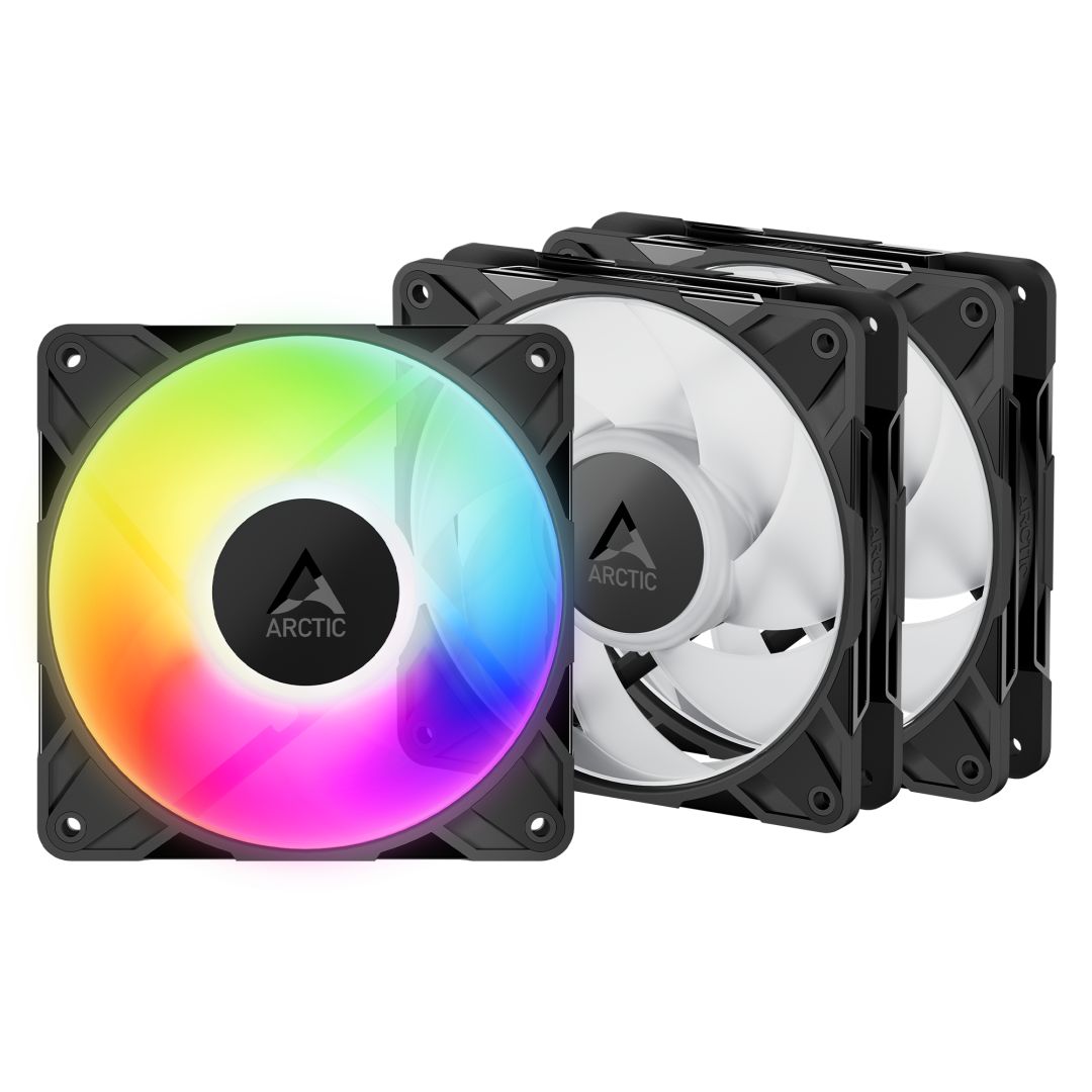 ARCTIC COOLING Rendszerhűtő Ventilátor P12 Pro A-RGB PWM Fekete, 12cm (3-PACK)