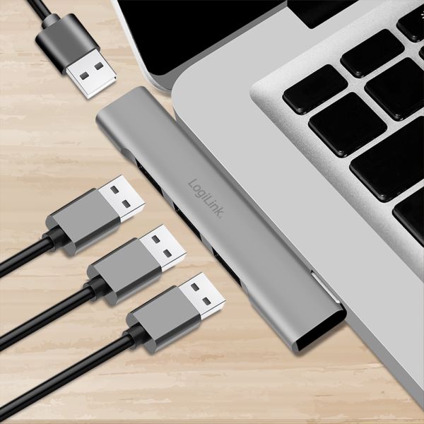 Logilink UA0437 Ultraslim 4-Port USB-C-Hub Aluminium - Image 4