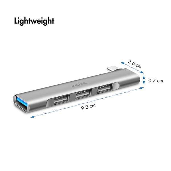 Logilink UA0437 Ultraslim 4-Port USB-C-Hub Aluminium - Image 5