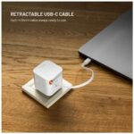 FIXED 2xUSB-C töltő visszahúzható kábellel, GaN PD 3.0 támogatással, 65W, fehér - Image 4