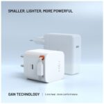 FIXED 2xUSB-C töltő visszahúzható kábellel, GaN PD 3.0 támogatással, 65W, fehér - Image 5