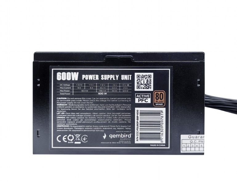 Gembird 600W 80+ Bronze CCC-PSU80P-BBP-600 - Image 6