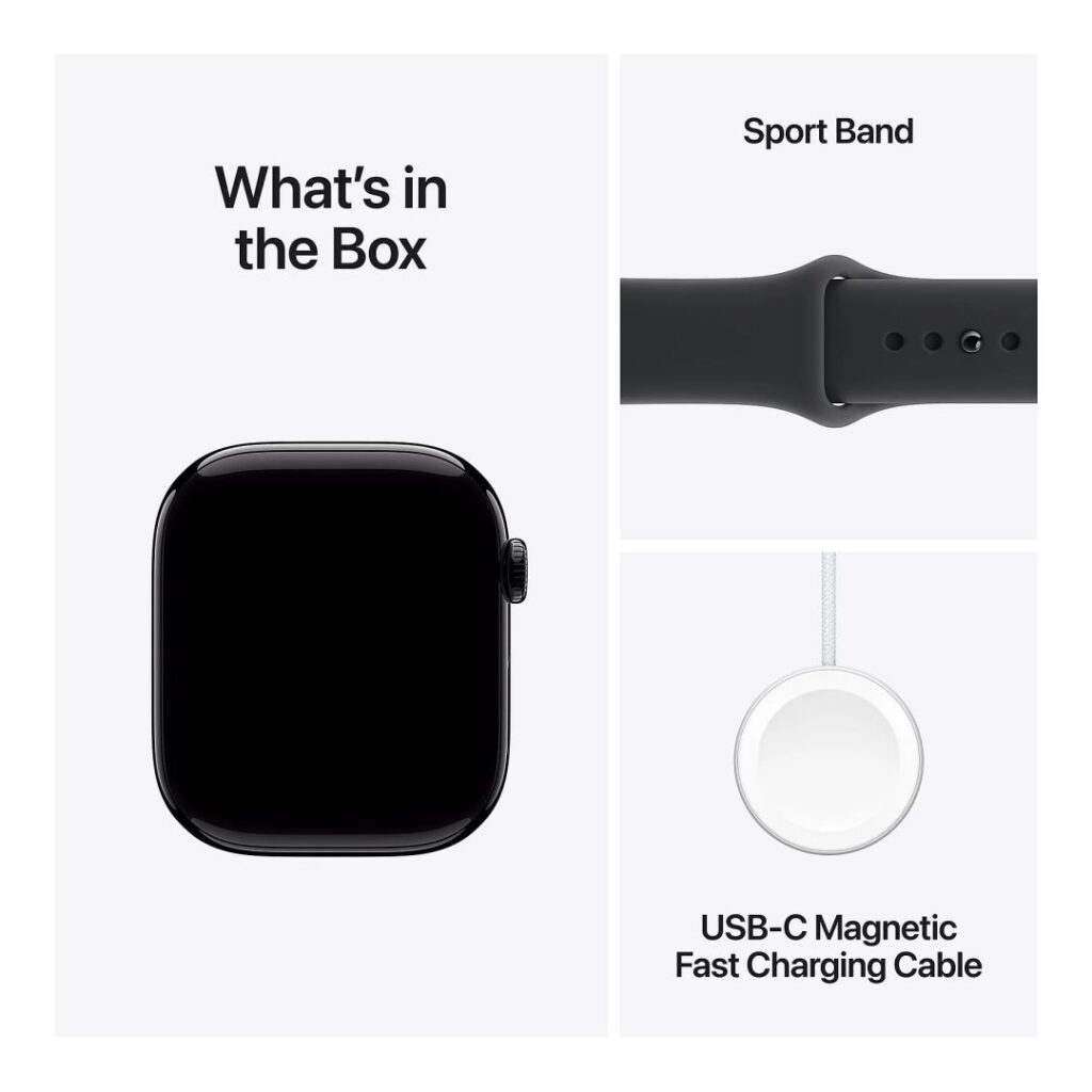 Apple Watch S11 GPS 46mm Jet Black Aluminium Case with Black Sport Band S/M - Image 3