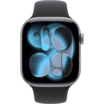 Apple Watch S11 Cellular 42mm Space Grey Aluminium Case with Black Sport Band S/M - Image 2