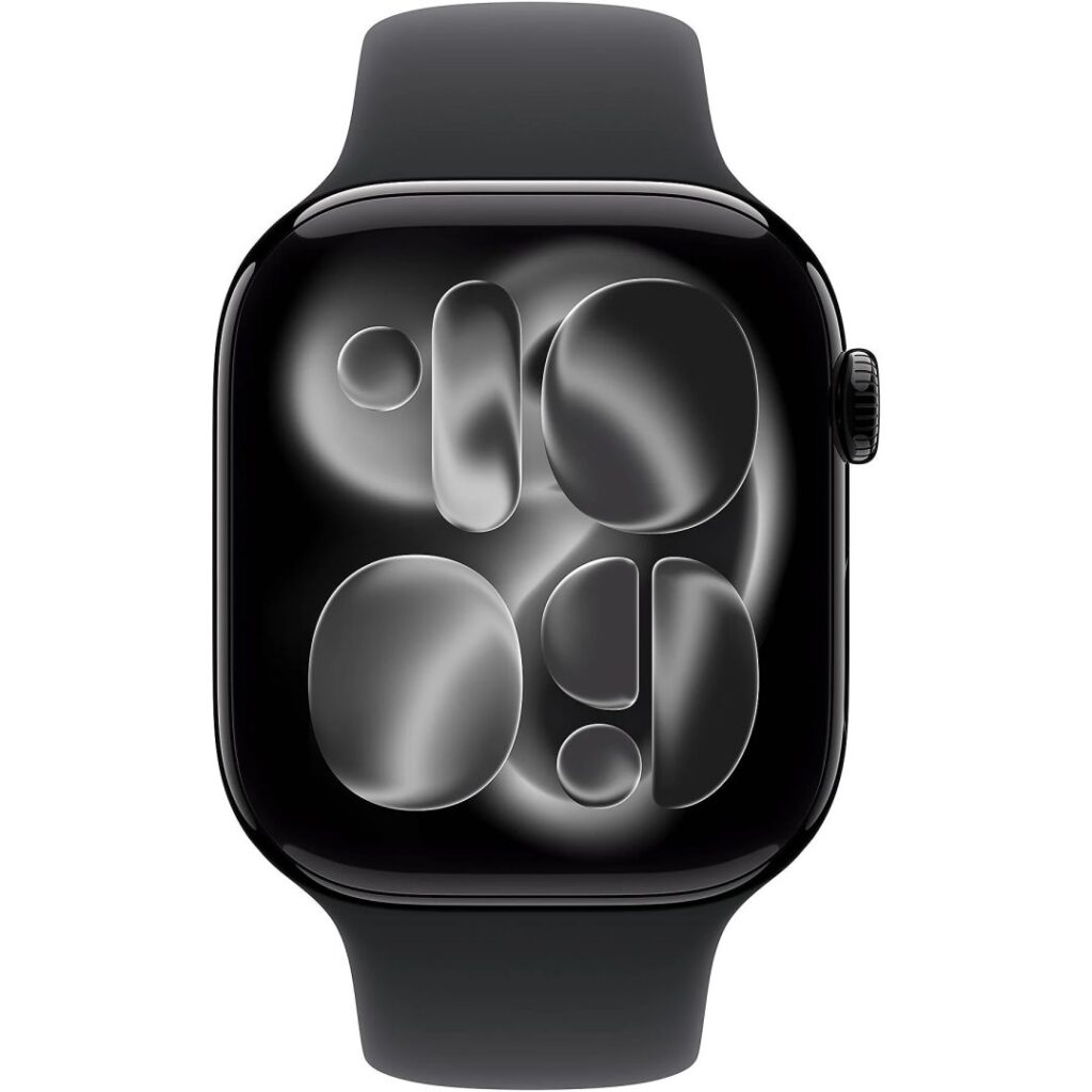 Apple Watch S11 Cellular 42mm Jet Black Aluminium Case with Black Sport Band M/L - Image 2