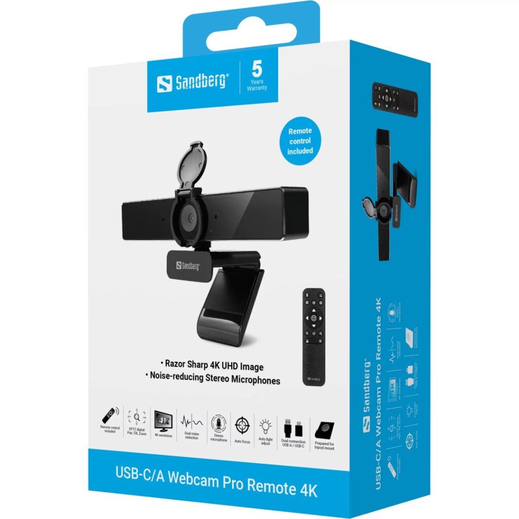 Sandberg USB-C/A Pro Remote 4K Webkamera Black - Image 9