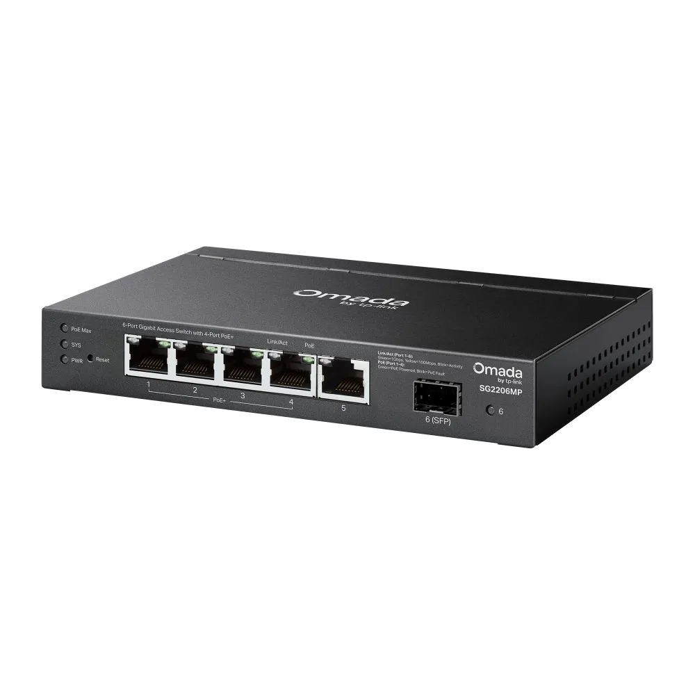 TP-Link SG2206MP Omada Access 6-Port Gigabit Switch with 4-Port PoE+ - Image 3