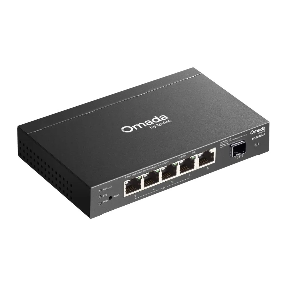 TP-Link SG2206MP Omada Access 6-Port Gigabit Switch with 4-Port PoE+ - Image 4