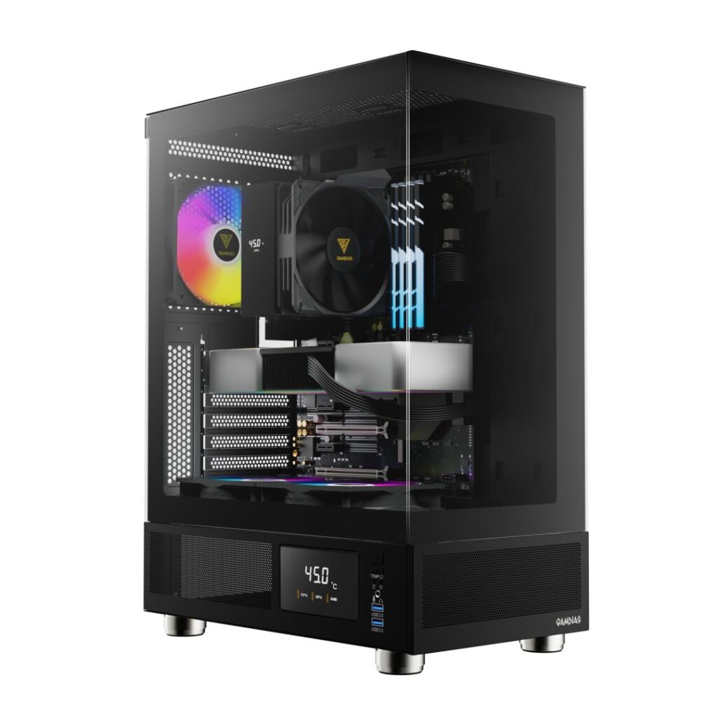 Gamdias Atlas E1 ARGB Tempered Glass Black - Image 1