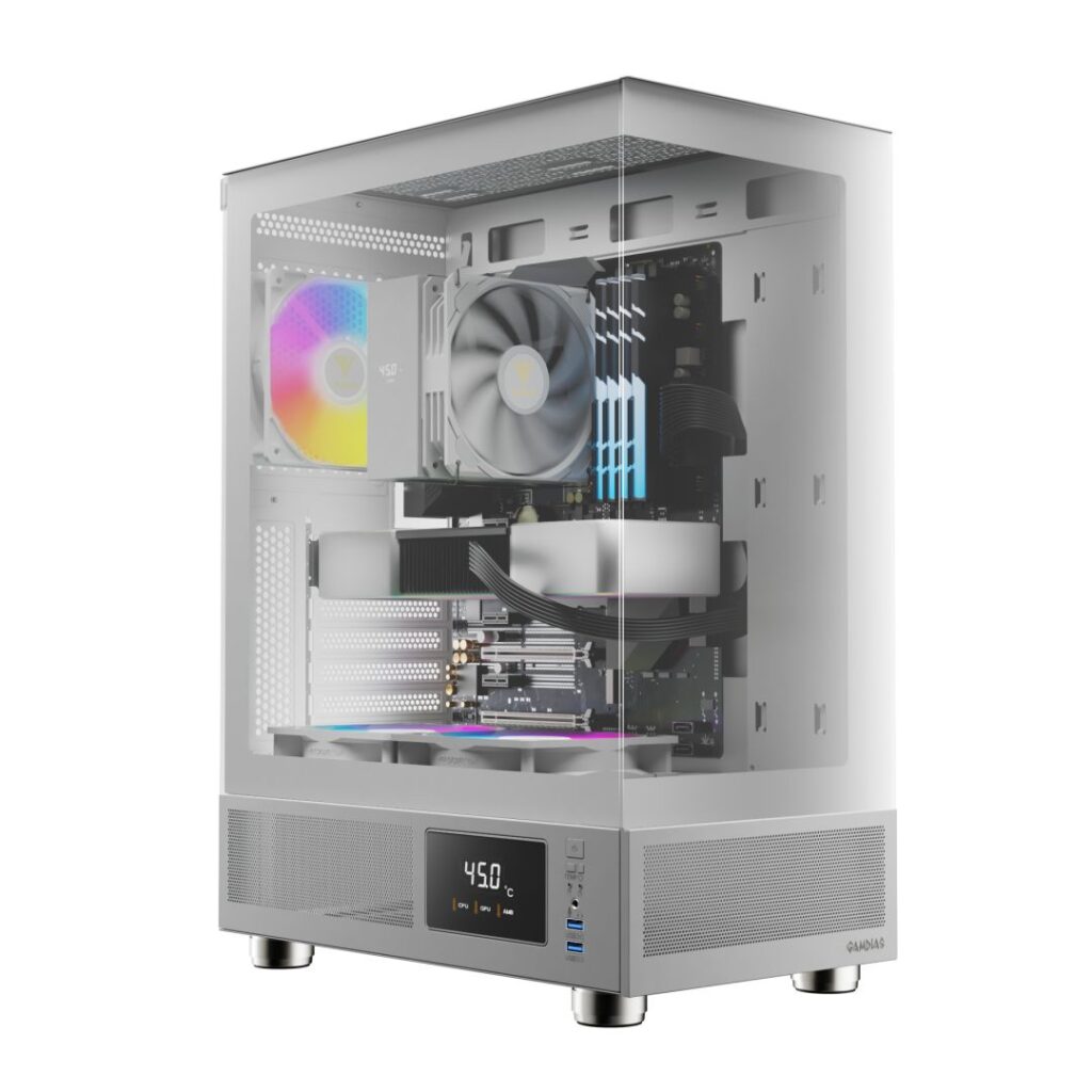 Gamdias Atlas E1 ARGB Tempered Glass White - Image 1