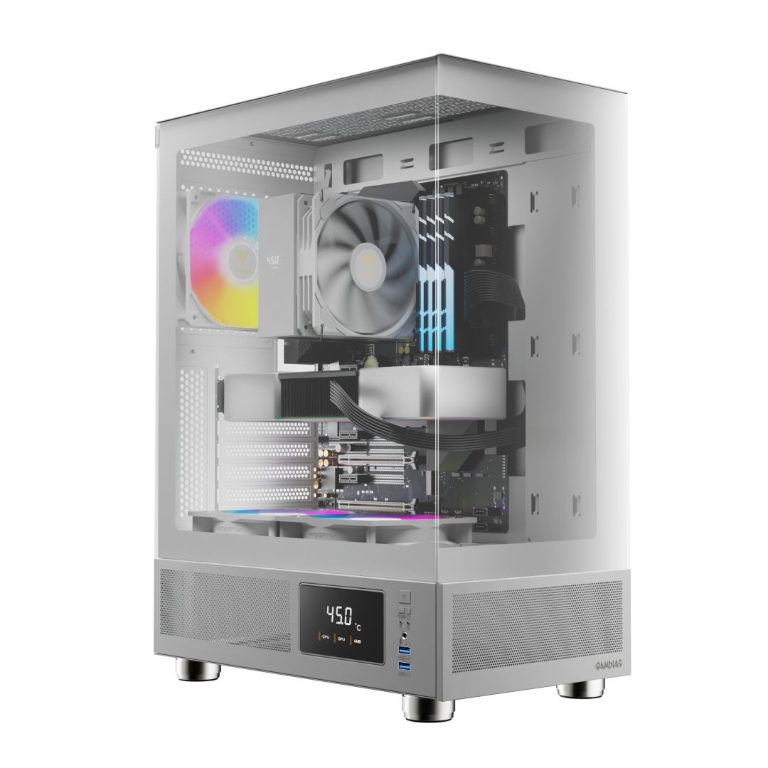 Gamdias Atlas E1 ARGB Tempered Glass White