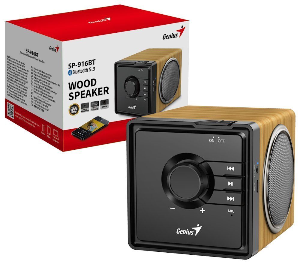 Genius SP-916BT Bluetooth Speaker Pine Wood - Image 5