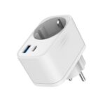 Gembird TA-ACPDQC20-01-W 2-port USB fast charger with pass-through AC socket 20W White - Image 2