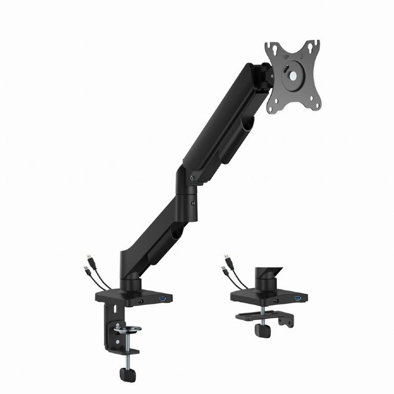 Gembird MA-DA1U-01 Adjustable desk display mounting arm with USB ports 17”-32” Black - Image 1