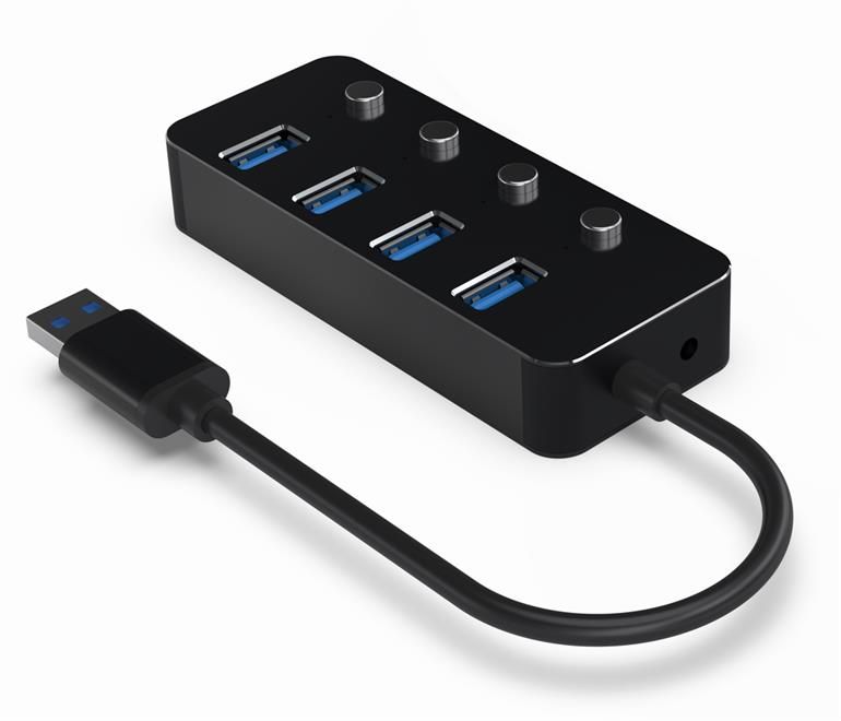Gembird UHB-U3P4P-01 USB 3.1 (Gen 1) powered 4-port hub with switches Black - Image 3