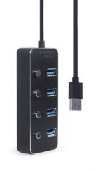 Gembird UHB-U3P4P-01 USB 3.1 (Gen 1) powered 4-port hub with switches Black - Image 6