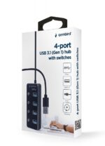Gembird UHB-U3P4P-01 USB 3.1 (Gen 1) powered 4-port hub with switches Black - Image 7