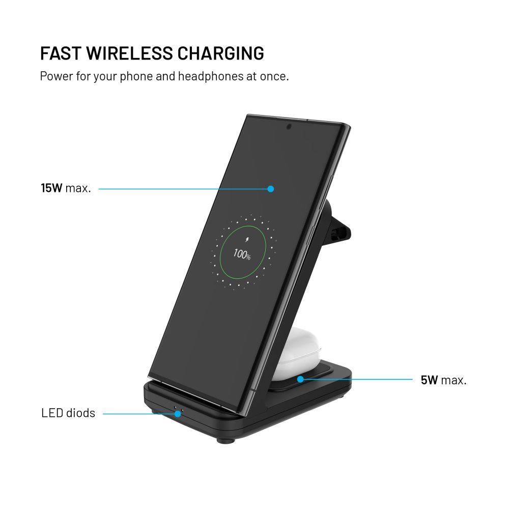 FIXED 3 in 1 Wireless töltő, fekete - Image 4