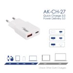 Akyga AK-CH-27 USB-A/USB-C PD 30W Quick Charge 3.0 GaN White - Image 5
