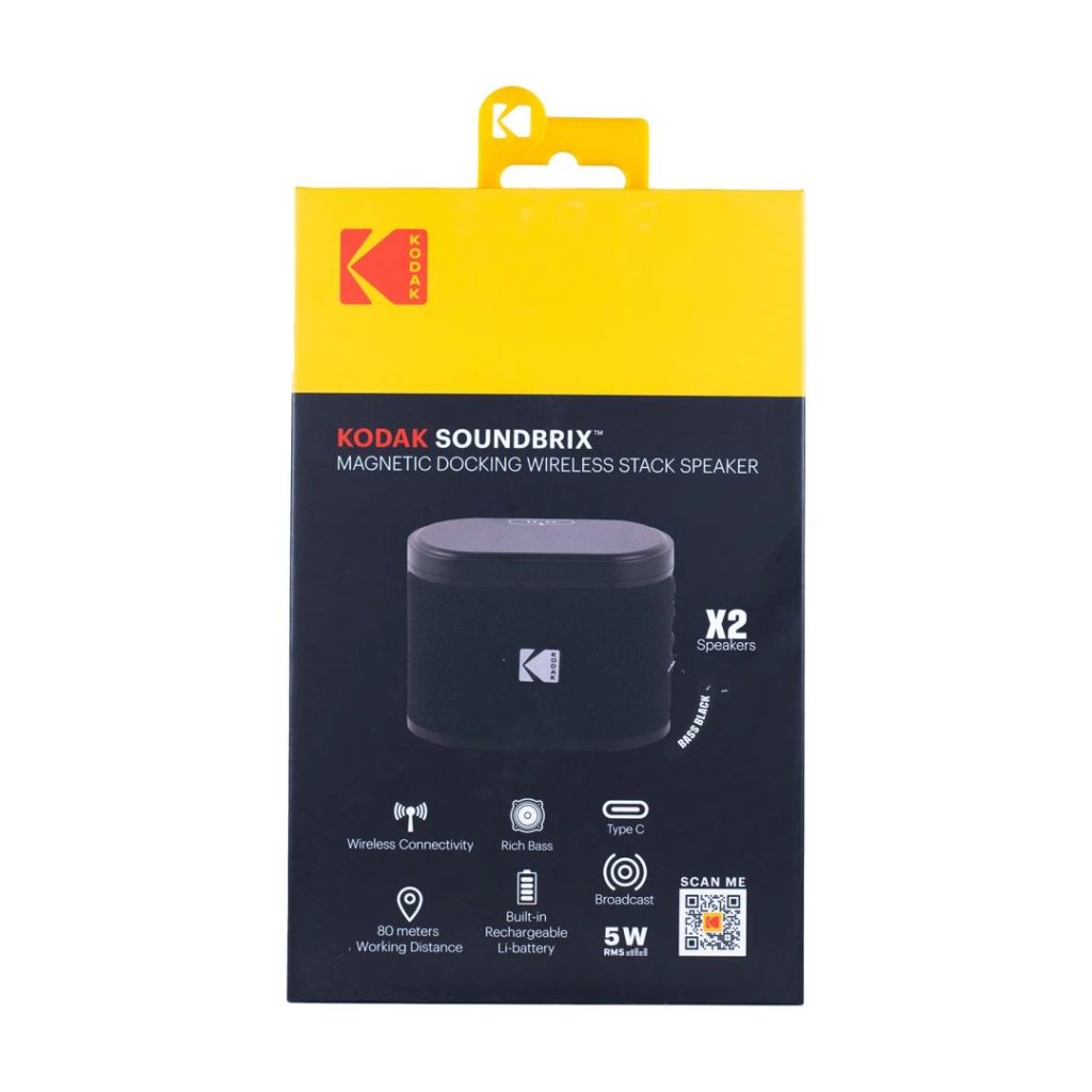 Kodak BRIXBK2 Soundbrix Mini Bluetooth Coloured Portable Two Speakers Black - Image 4