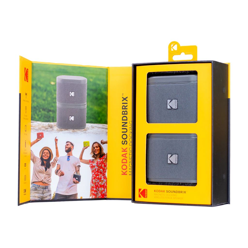 Kodak BRIXG2 Soundbrix Mini Bluetooth Coloured Portable Two Speakers Grey - Image 2