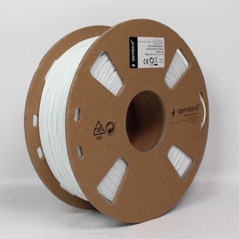 Gembird 3DP-PLA-FL-01-W PLA Flexible White1.75mm 1kg - Image 2