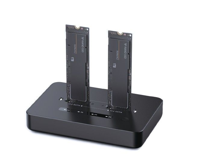 Gembird DD2-U3M2 Desktop dual drive USB Type-C M.2 NVME (and SATA) SSD docking station Black - Image 1