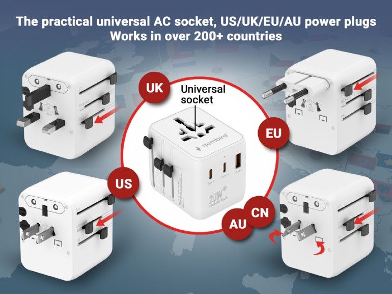 Gembird Universal travel power adapter 20W White - Image 2