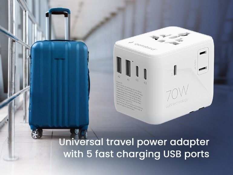 Gembird Universal travel power adapter 70W White - Image 2