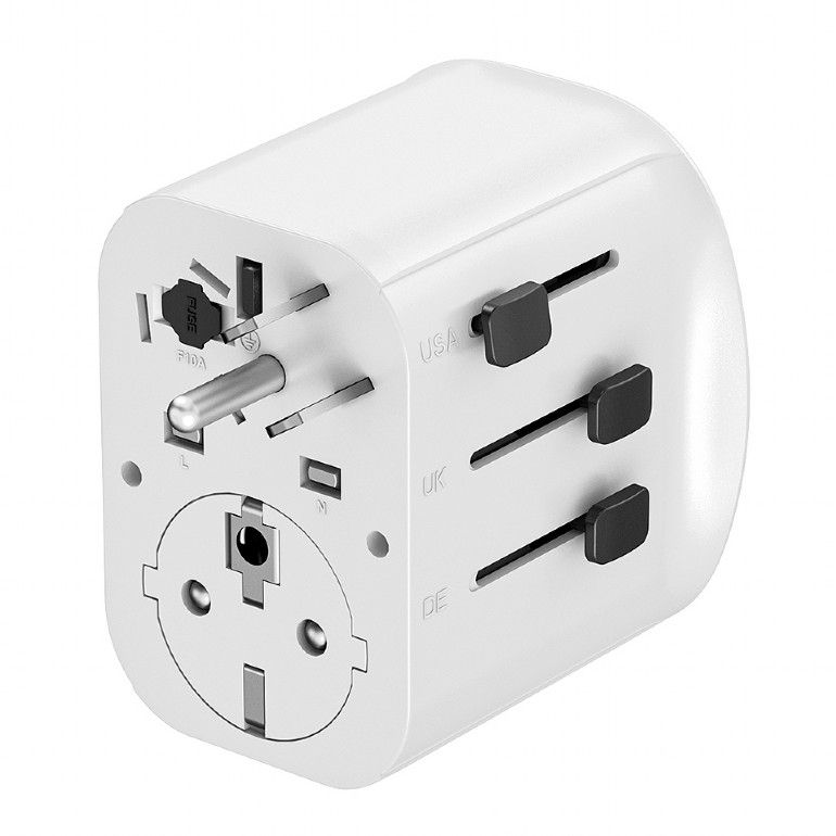Gembird Grounded universal travel power adapter 15W White - Image 4